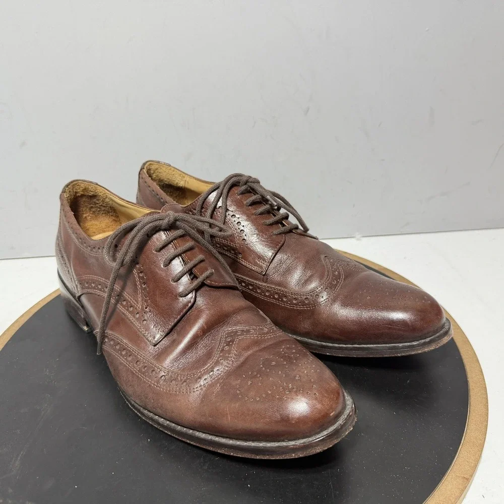 Wingtip Brogue Shoes Mens Size 10 / 43 Brown Leather Oxford Dress Classic